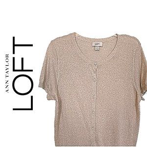 🌸 ANN TAYLOR LOFT GOLD SHIMMER CARDIGAN SWEATER